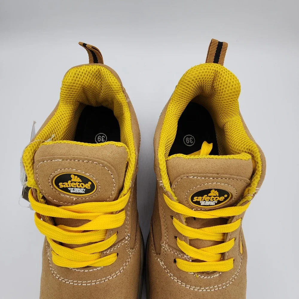 Safetoe Mens Safety Shoes Mens 6 / Womens 8 Steel Toe Work Cow Leather Suede NEW